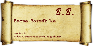 Bacsa Bozsóka névjegykártya
